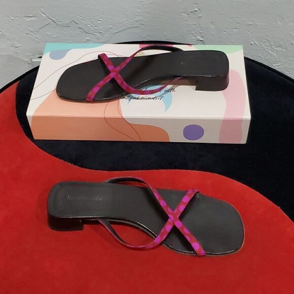 Kate Spade Sandals with Pink Polka Dot Straps Size 7.5 - Picture 1 of 11